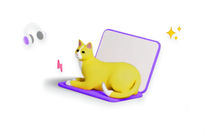 ilustración de gato sobre una laptop