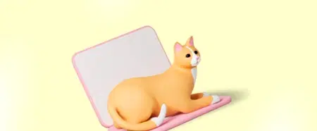 Ilustración 3D de un gato sobre una computadora image