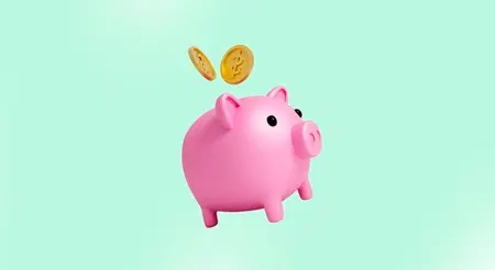 ilustración 3D de una alcancía de cerdito