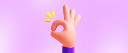 ilustración 3D de una mano haciendo OK